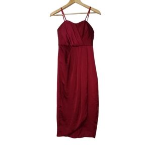 Lumier by Bariano Celeste Strapless Drape Midi in Crimson Size xs sample